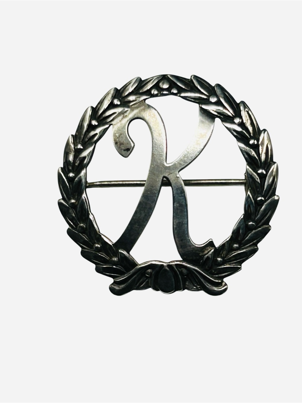 Vintage Edwardian Sterling Initial “K” Circle Brooch